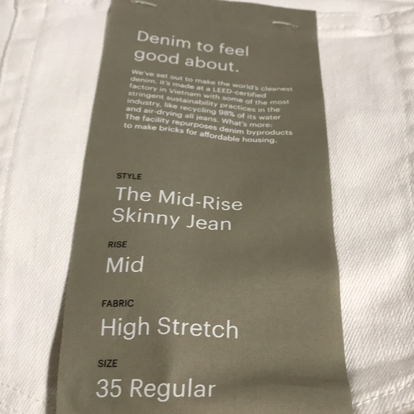 Everlane White Jeans Mid Rise High Stretch Skinny Jeans Plus Size White 35R NWT - Picture 4 of 7